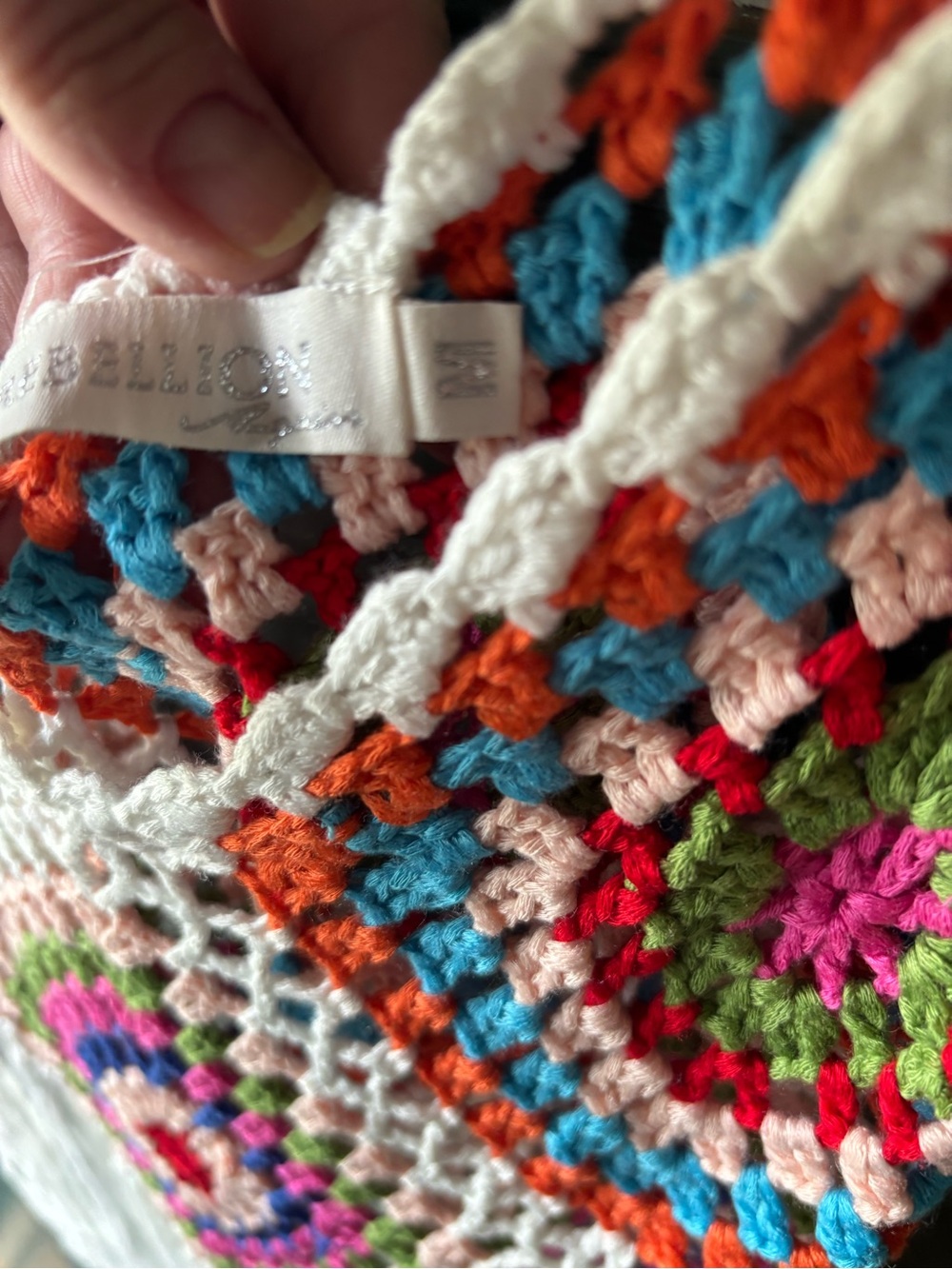 Rebellion White Crochet Fringe Tank with Multicolor Accents - Picture 11 of 12